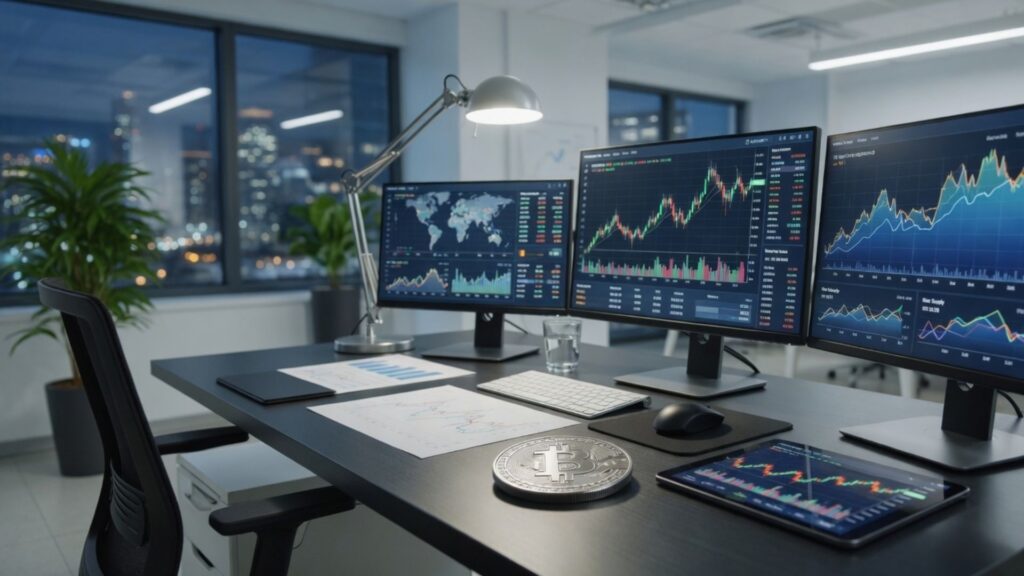 Financial analyst reviewing Litecoin market supply and halving data