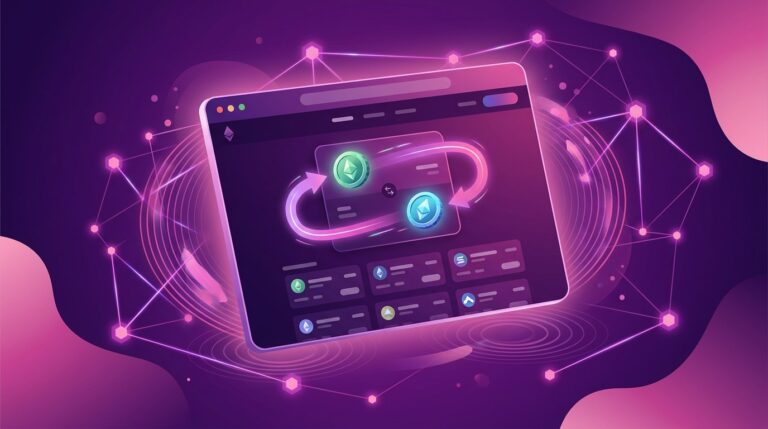 Uniswap web app feature image showing a decentralized crypto swap interface Heading