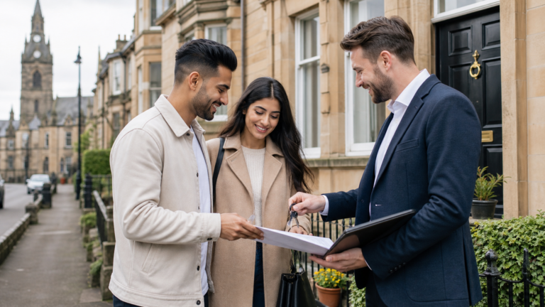 First-time buyers in Paisley viewing a home