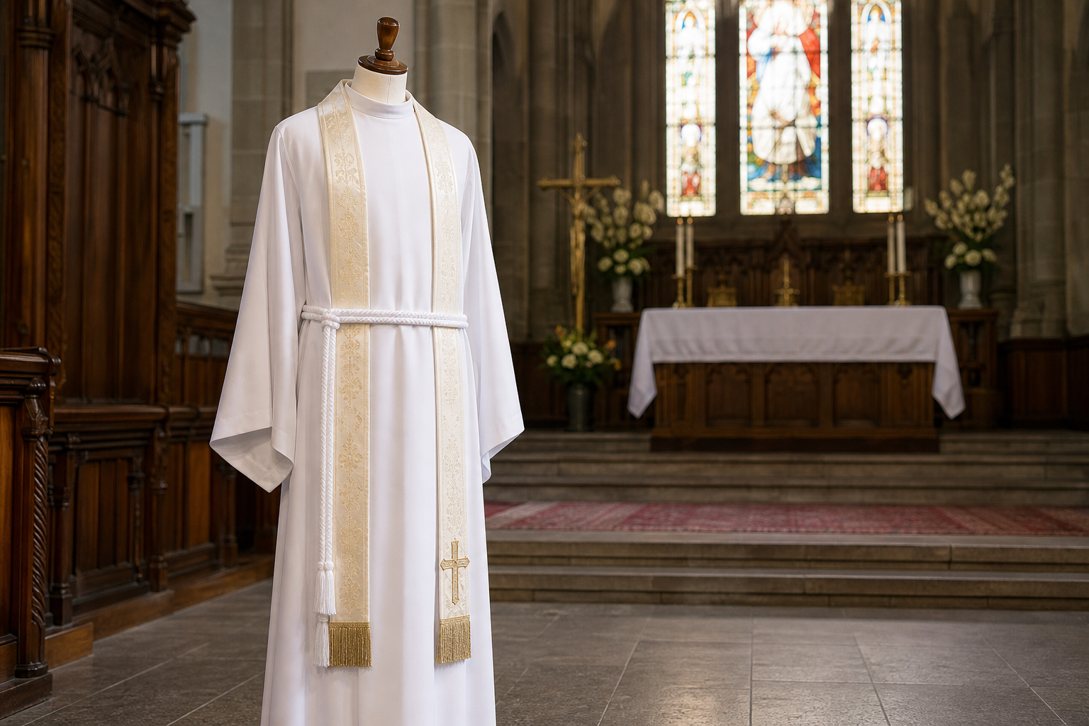 White alb vestment used in Christian worship