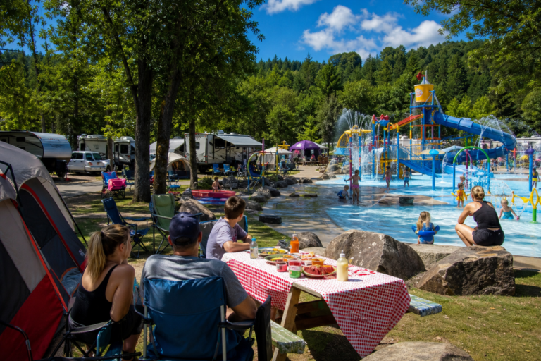 family camping with water park
