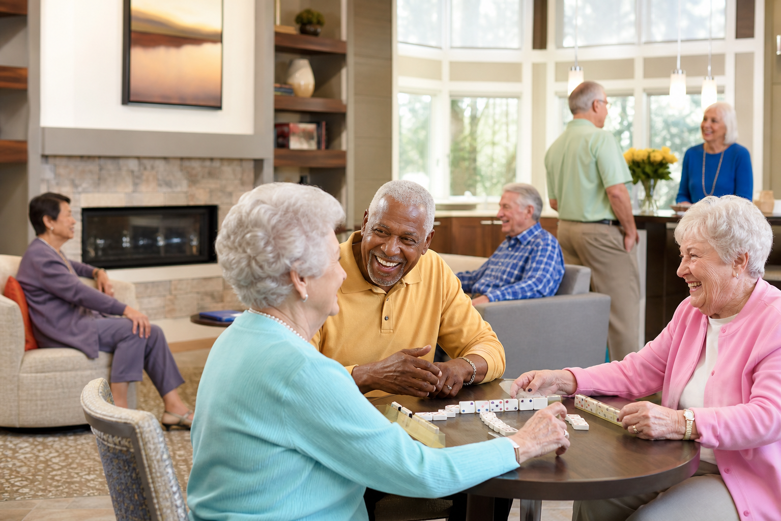 Residents socializing and building relationships at The Pointe at Lifespring
