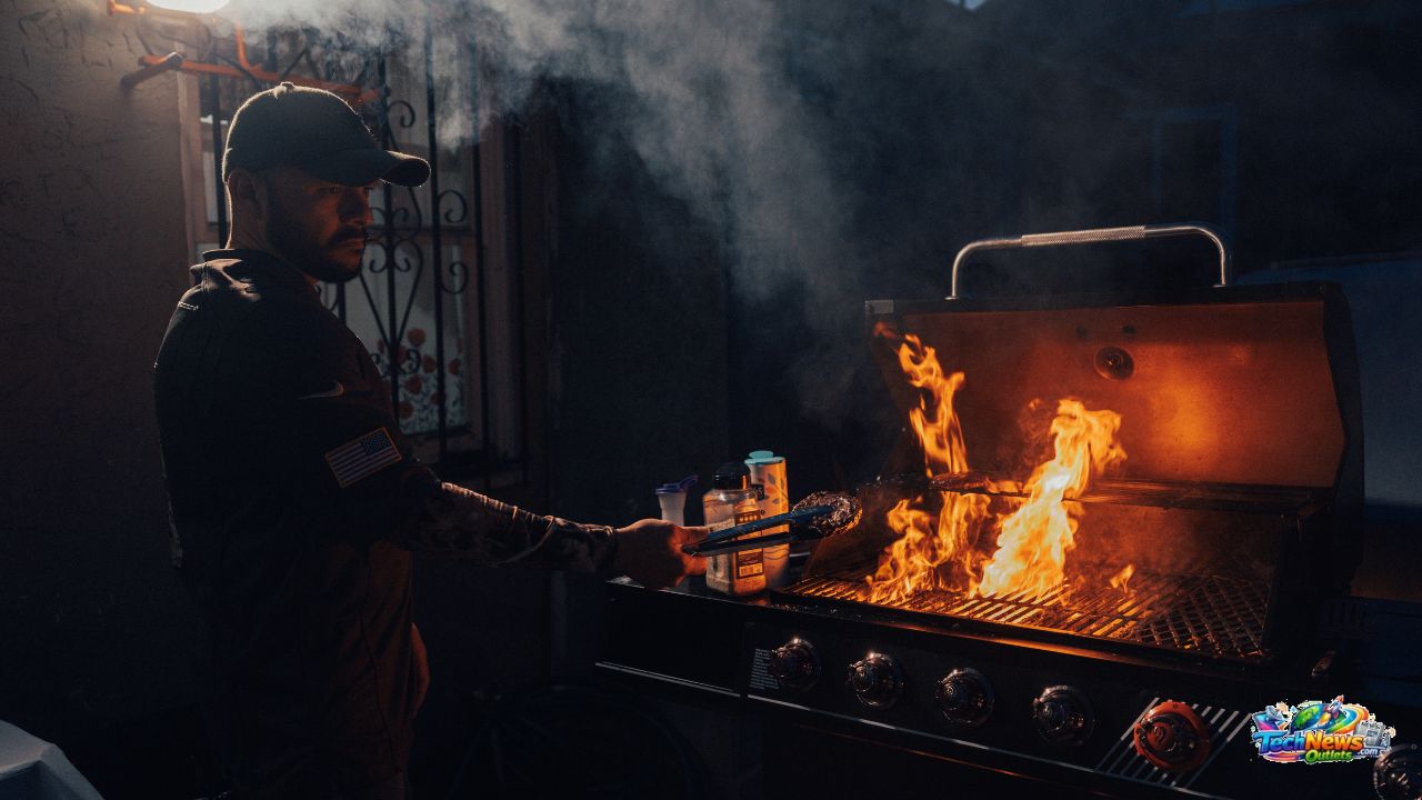 Gas grill backyard cooking