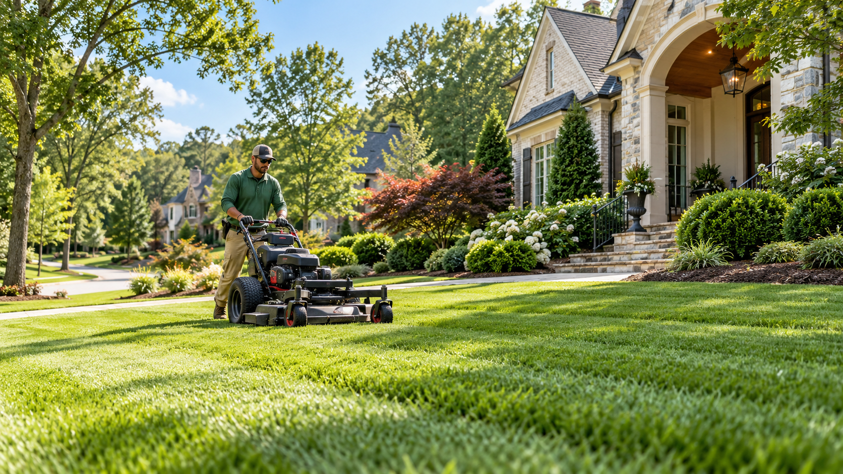 Professional lawn care service maintaining an Atlanta yard