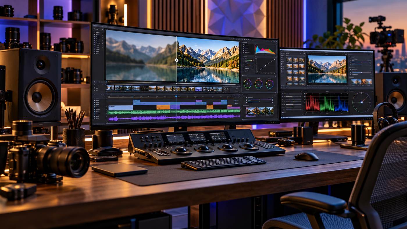 AI video enhancer workspace showing a before and after video quality comparison
