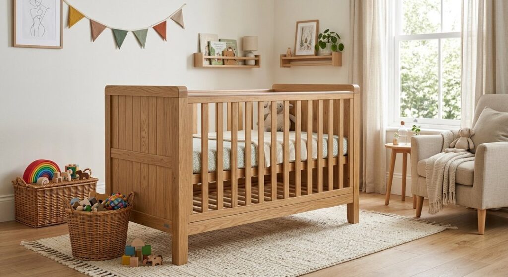 Modern wooden baby cot