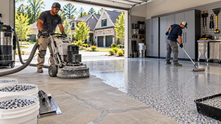 Cary concrete coating services for a residential garage floor