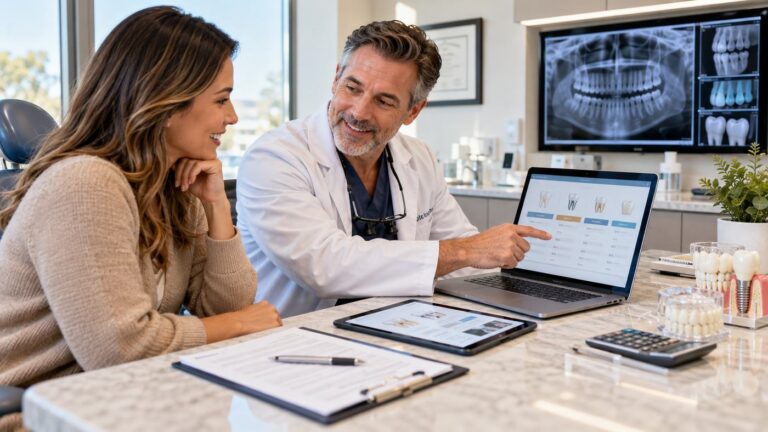 Evaluating dental prices during a professional dental consultation
