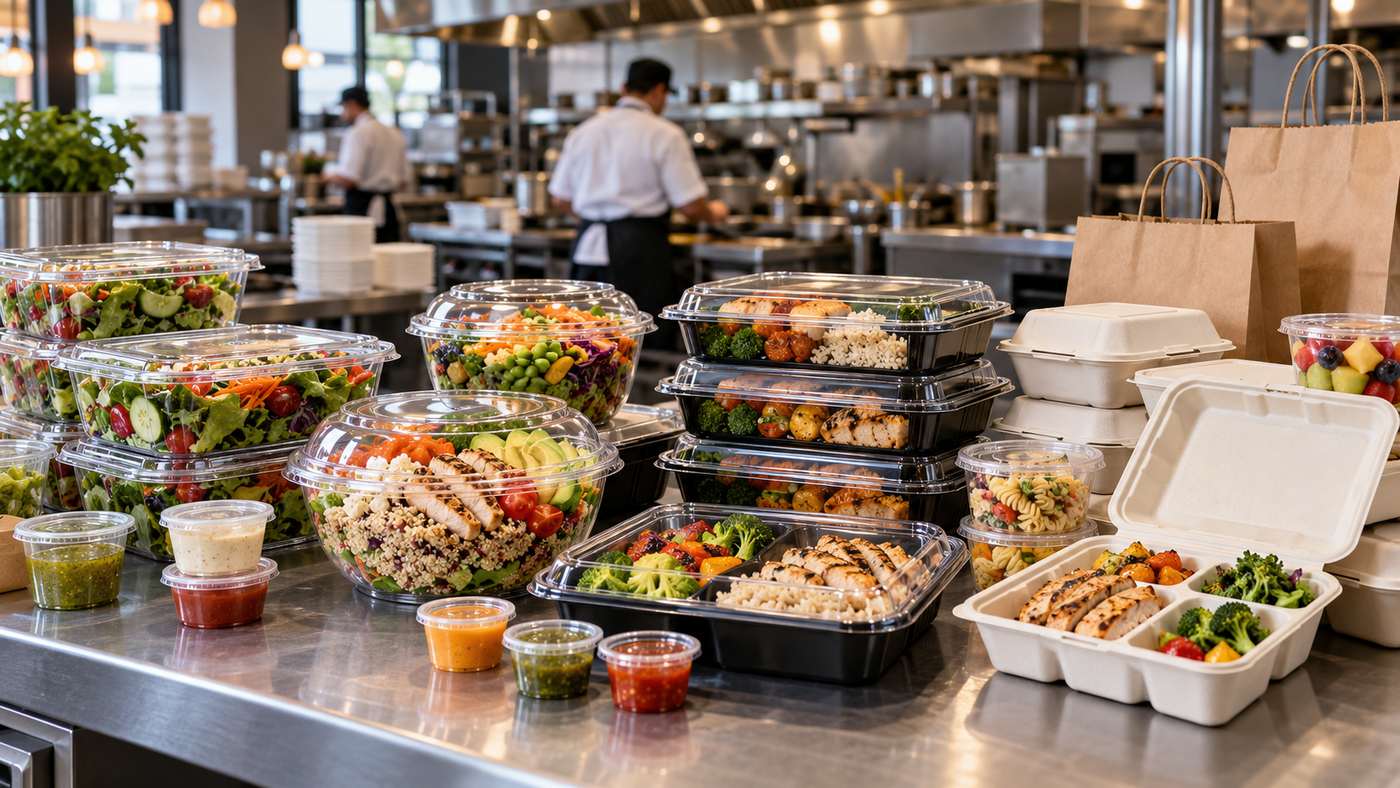 Food containers from MrTakeOutBags for restaurant takeout