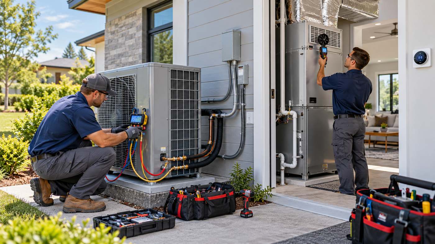 HVAC installation contractor installing a modern home system