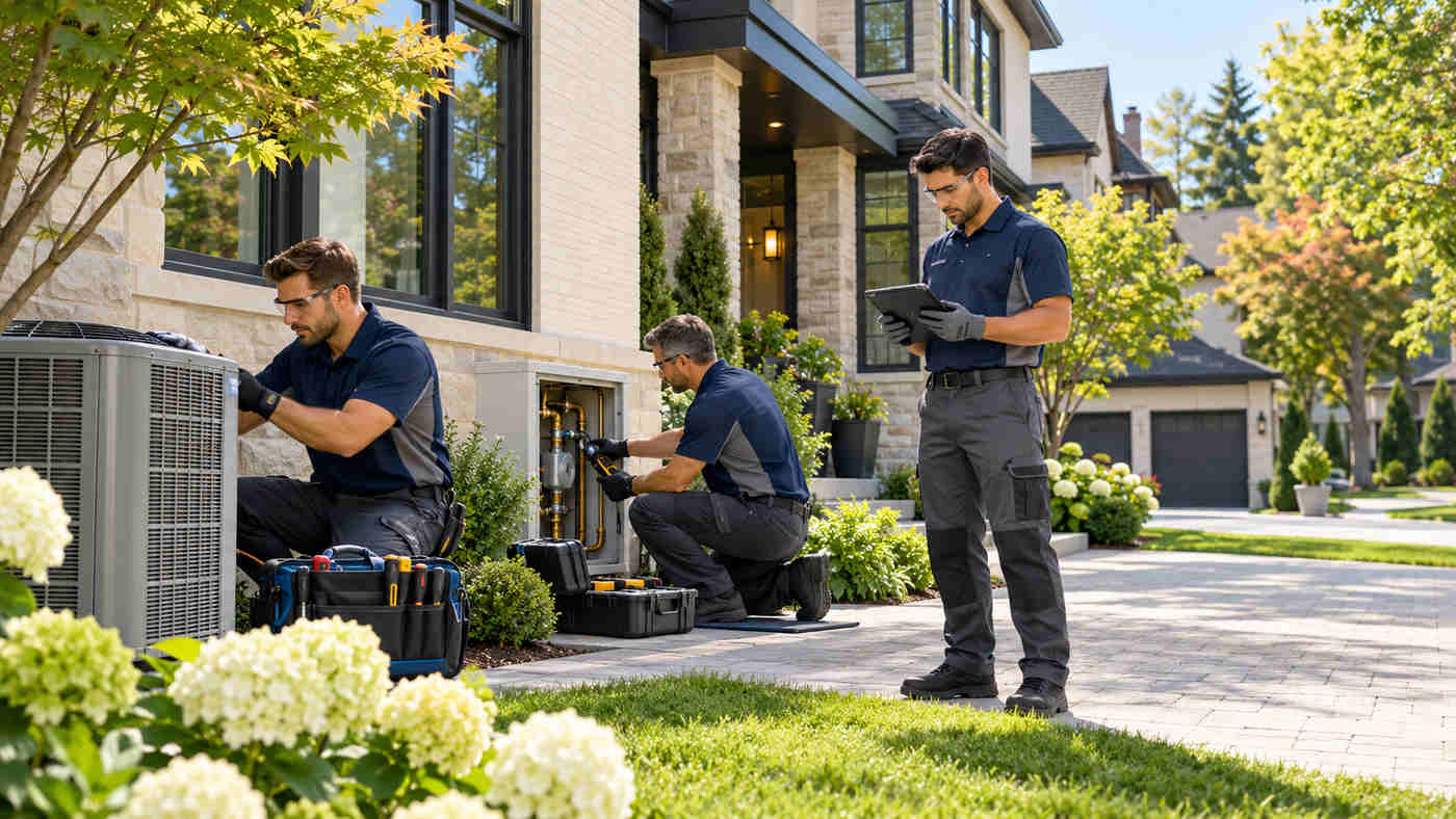 Professional home service technicians providing property maintenance in Etobicoke, Ontario