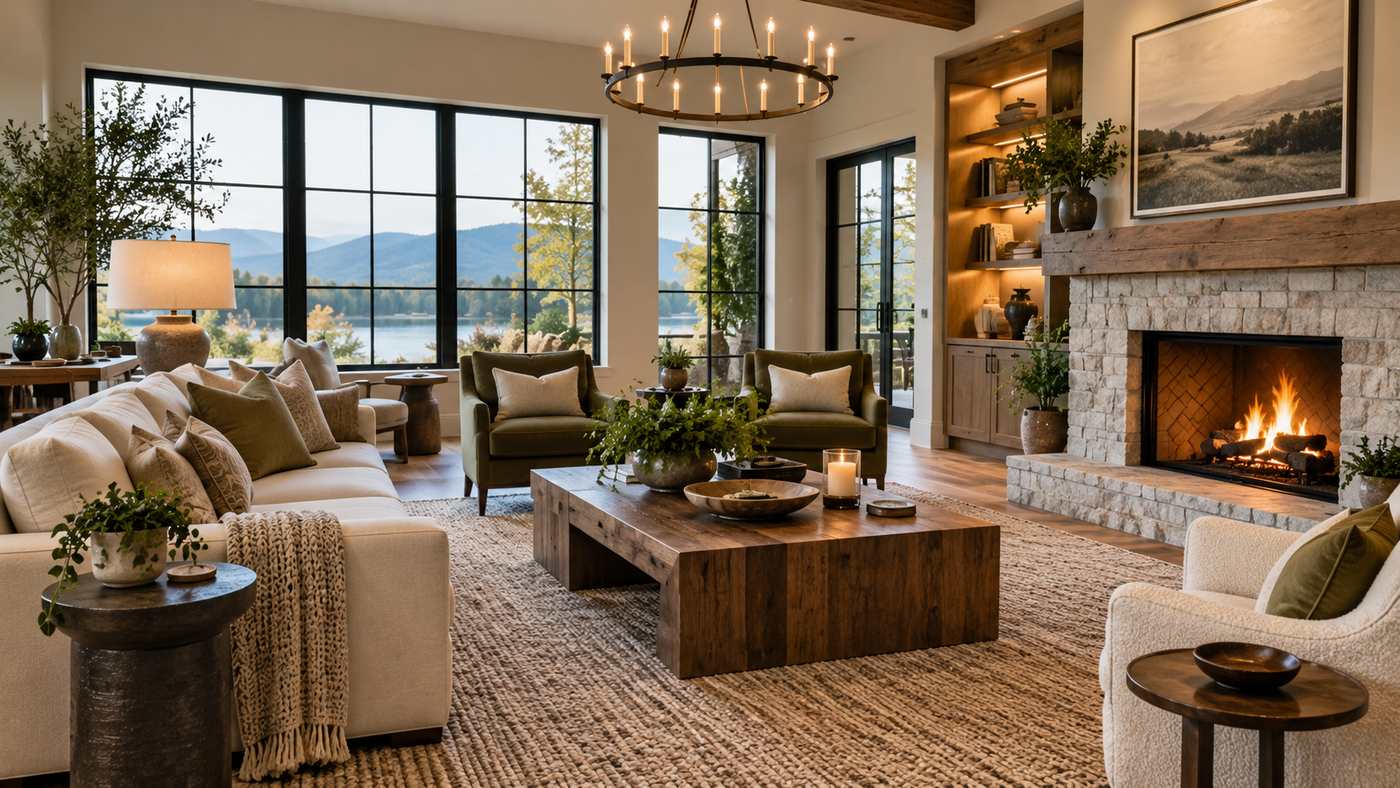 Stylish modern sitting area with comfortable furniture