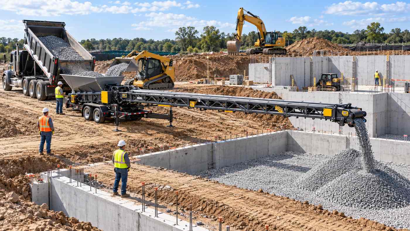 Stout Conveyors telescoping material placement system