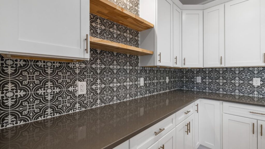 Installing modern kitchen tiles