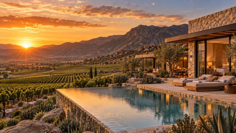 Luxury Valle de Guadalupe resort with vineyard views and infinity pool