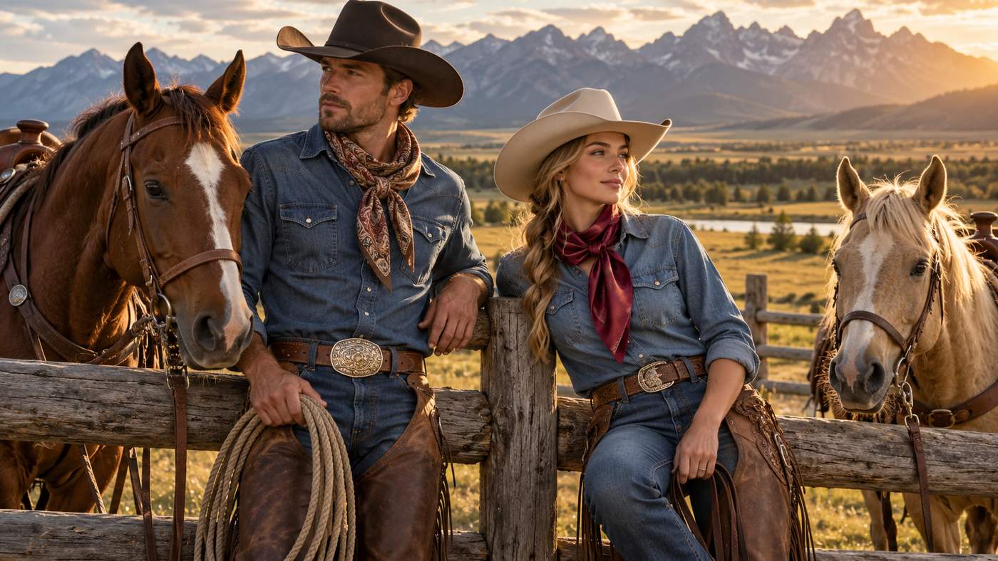 Silk wild rags worn with traditional Western clothing